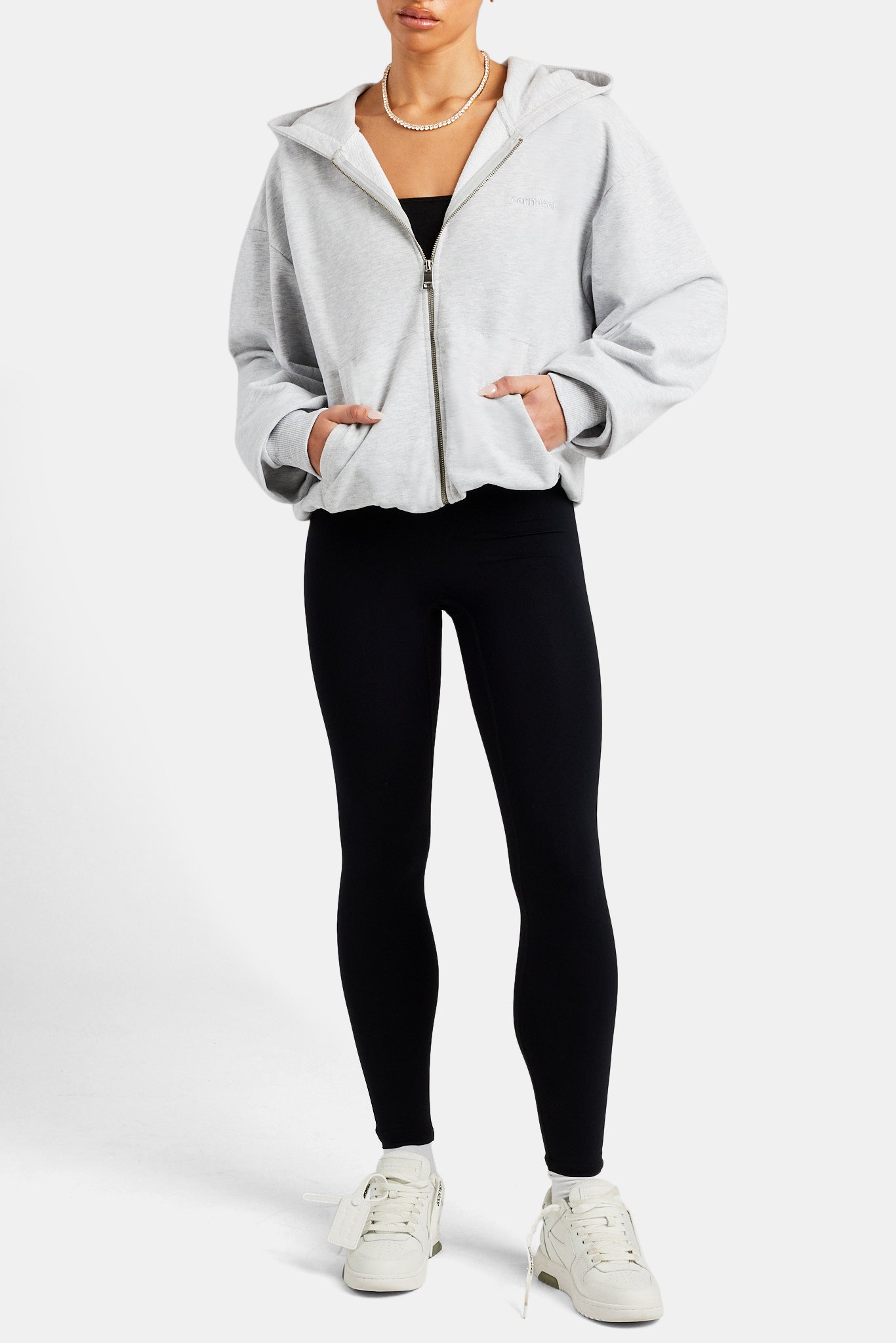 Oversize-Kapuzenpullover mit Reißverschluss – Aschgrau